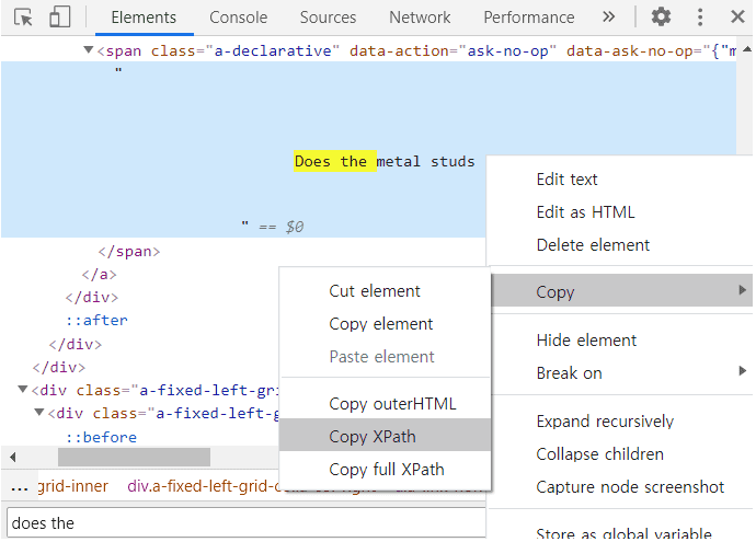 XPath Copy at Inspect Element