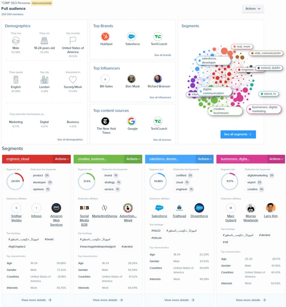 audiense insights 솔루션 예시 리포트 - CRM 리포트