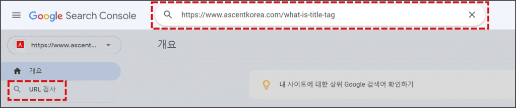 서치콘솔에서 URL 검사하는 방법